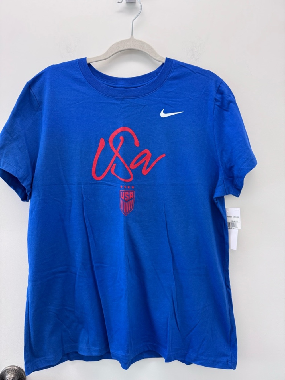 Nike Royal Blue Tee with Red USA Script and White Swoosh